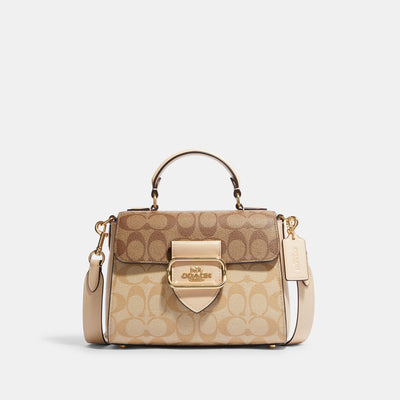 Coach CH160 Mini Rowan Satchel In Blocked Signature Canvas IN Gold/Light  Khaki Multi 