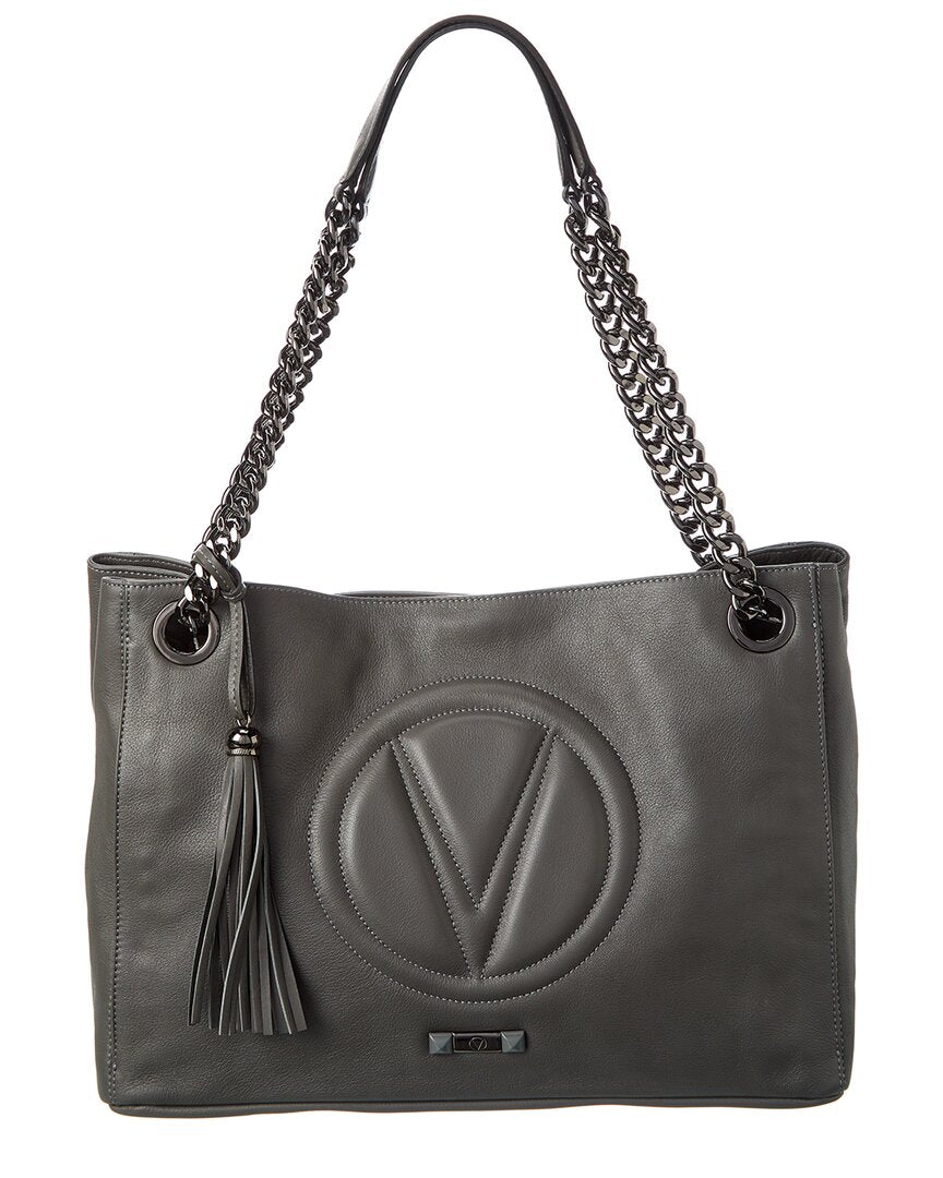 Valentino By Mario Valentino Kiki Rock Leather Shoulder Bag In Grey