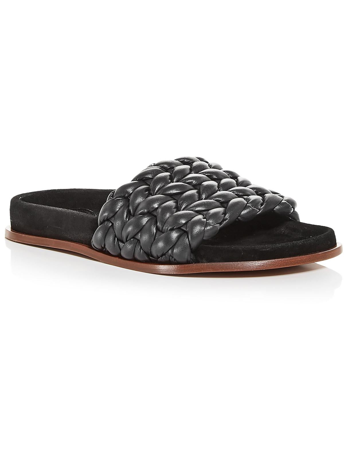 Shop Chloé Kacey Womens Leather Braided Slide Sandals In Black