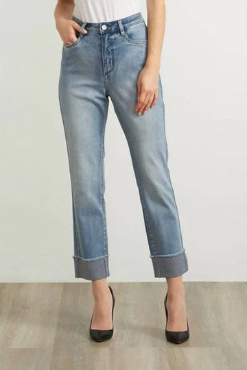 Joseph Ribkoff sparkle cuff jeans in blue