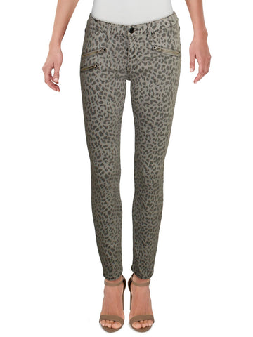 Black Orchid womens mid rise animal print skinny jeans