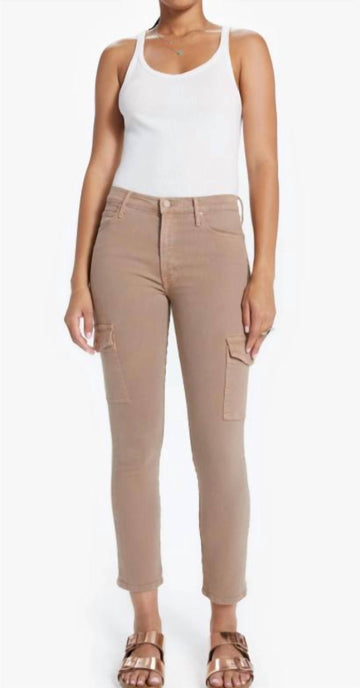Mother the mid-rise dazzler cargo ankle jeans in toasted brown