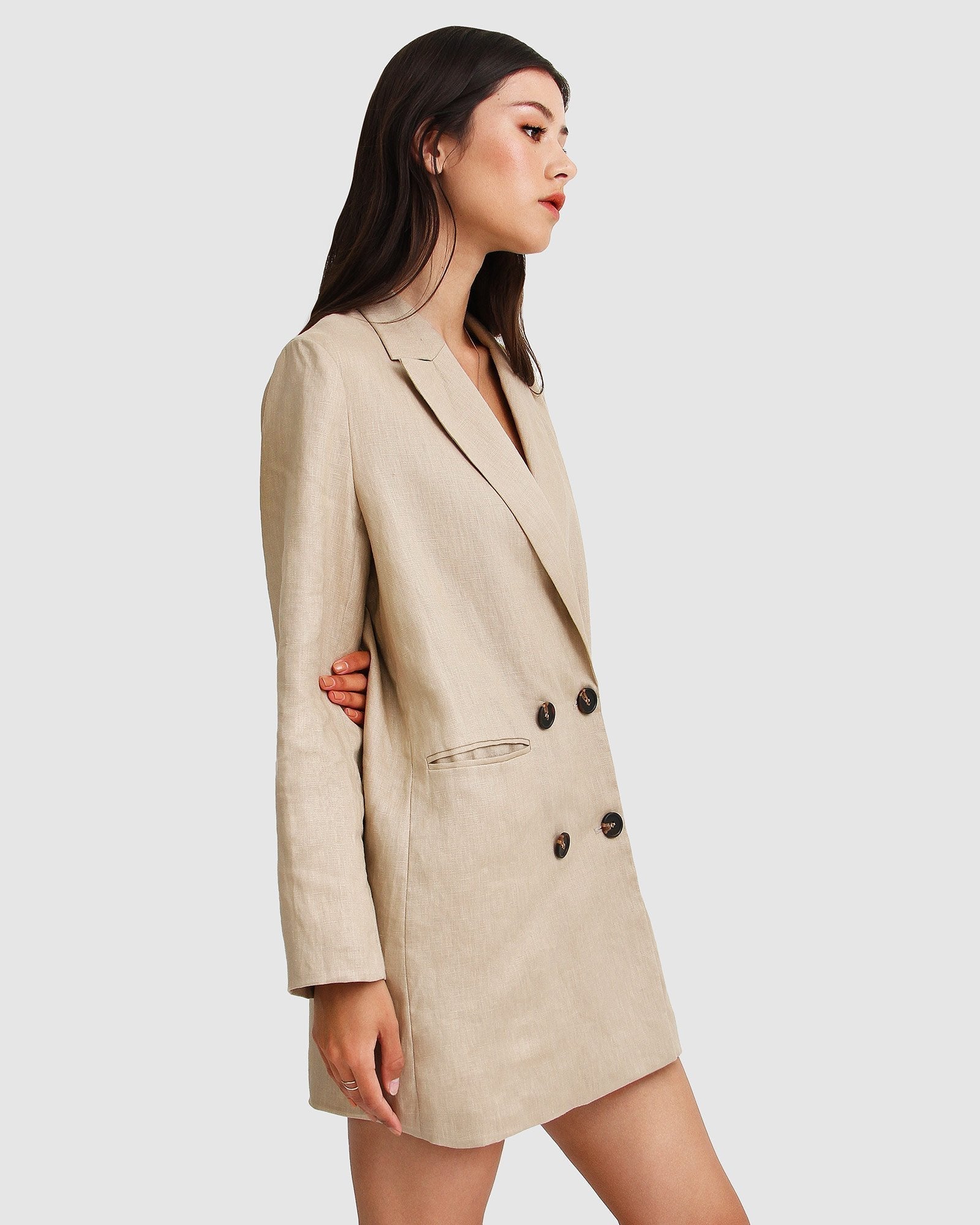 Shop Belle & Bloom Princess Anna Blazer Dress - Sand In Beige