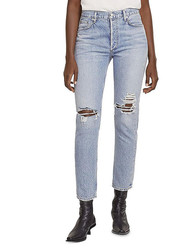 Agolde jamie womens destroyed high rise cropped jeans