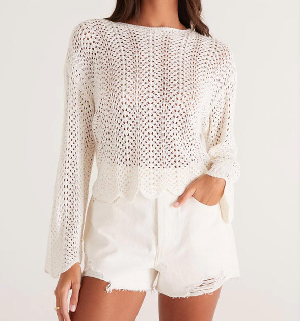 Z Supply Donovan Crochet Top in Sandstone | Shop Premium Outlets