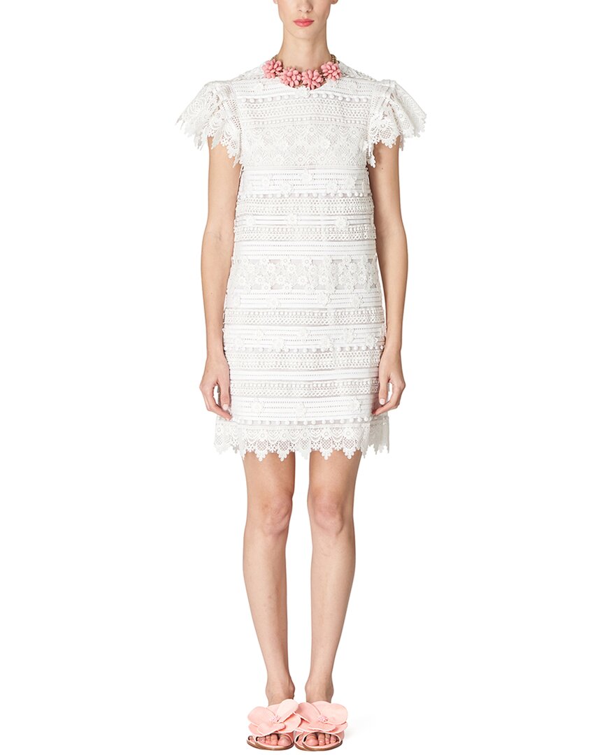 Shop Carolina Herrera Shift Mini Dress In White