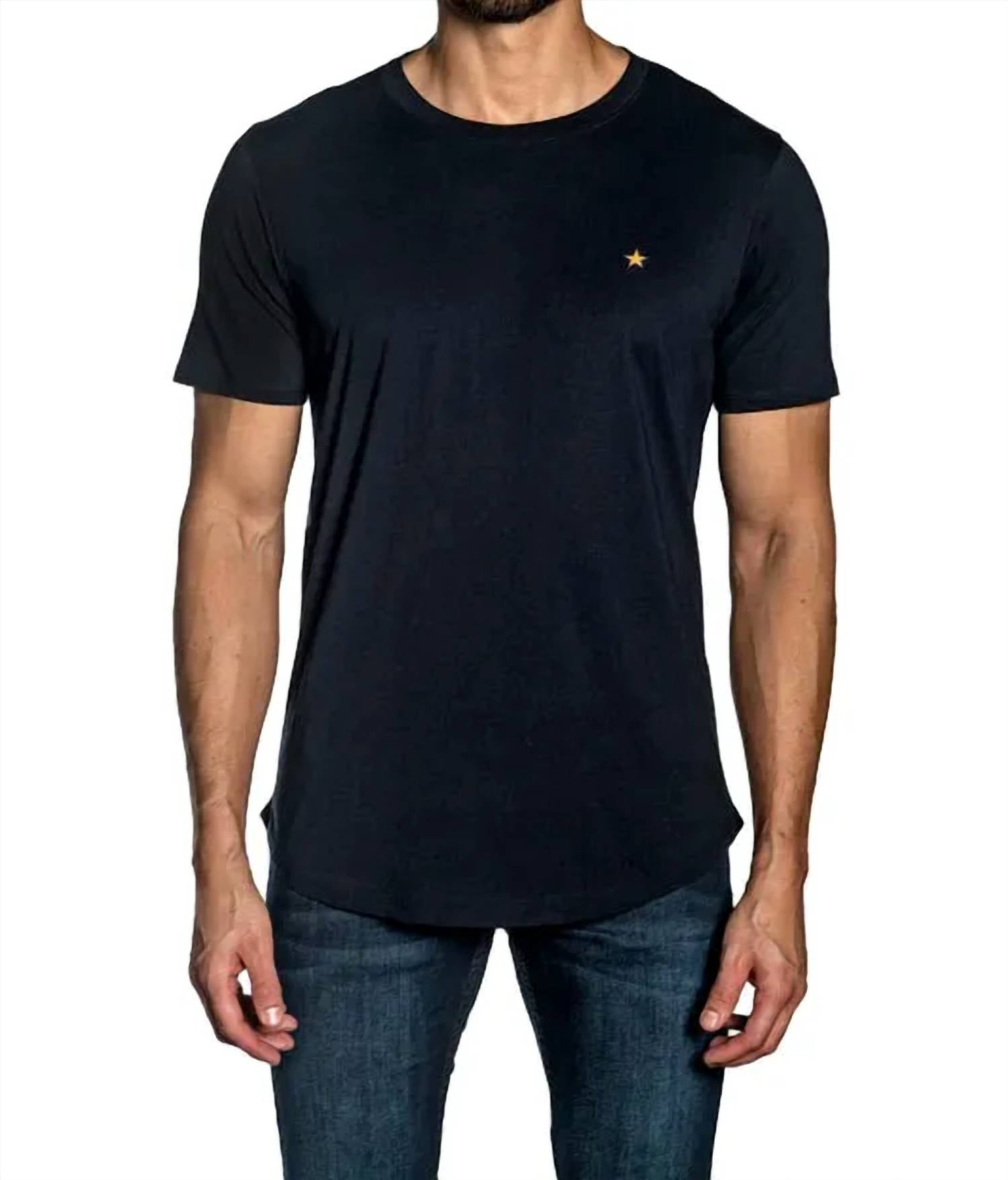 JARED LANG Men'S Tee With Star Embroidery in Navy Blue