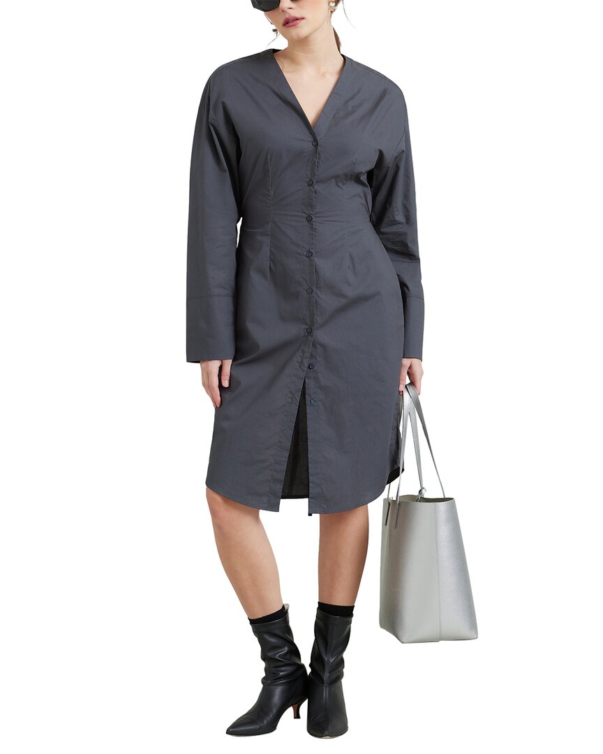 Shop Modern Citizen Ayotie-waist Midi Dress In Grey