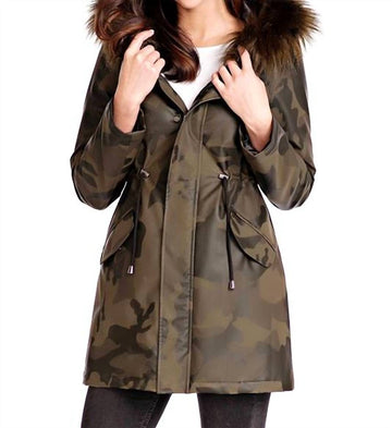Fabulous Furs anorak coat with faux fur trim in camo