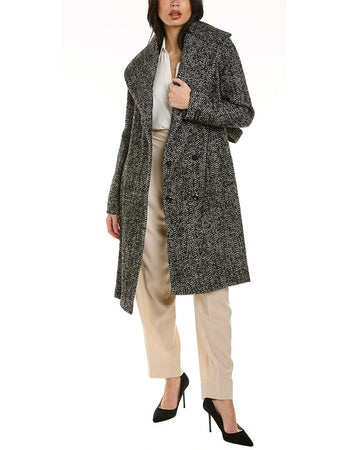 Donna Karan tweed wool-blend trench coat