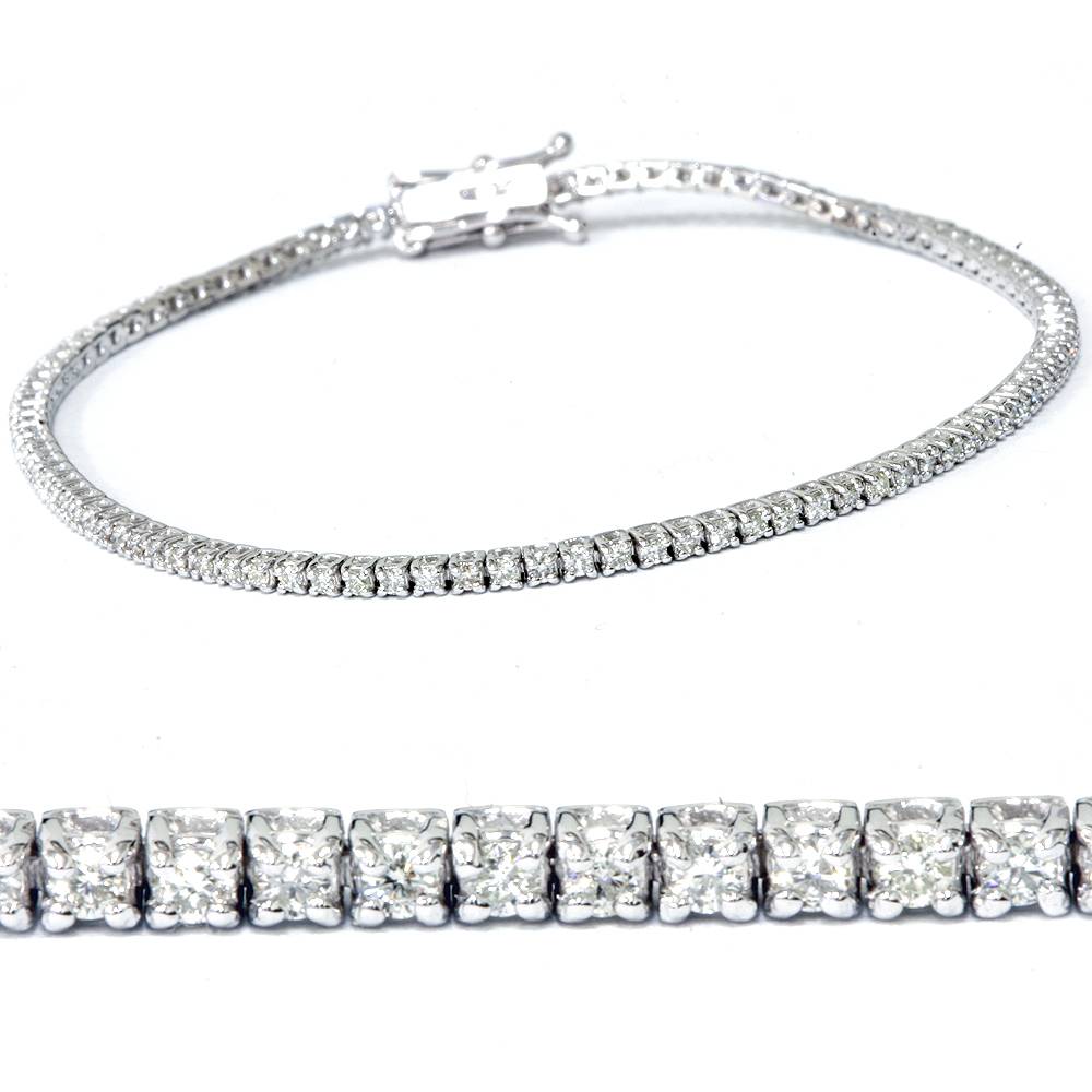 Shop Pompeii3 14k White Or Yellow Gold Round-cut Diamond Tennis Bracelet 2cttw 7" Women's In Silver