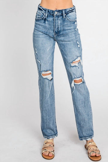 Petra distressed super high rise jeans in without you