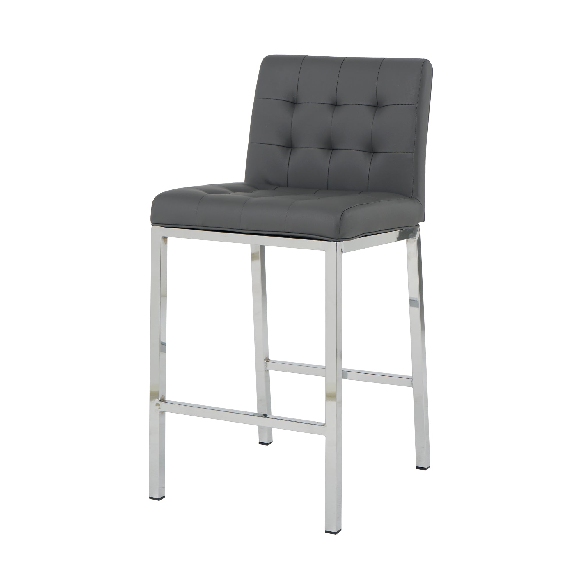 Shop Simplie Fun Modern Design High Counter Stool Electroplated Leg Kitchen Restaurant Grey Pu Bar Chair(set Of 2)