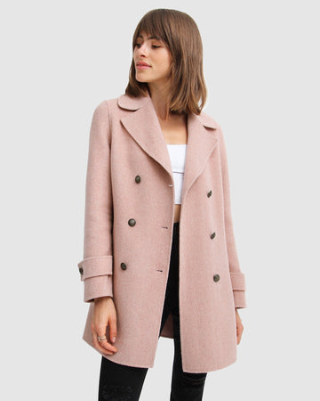 Belle&Bloom liberty sherpa collar wool blend coat - blush