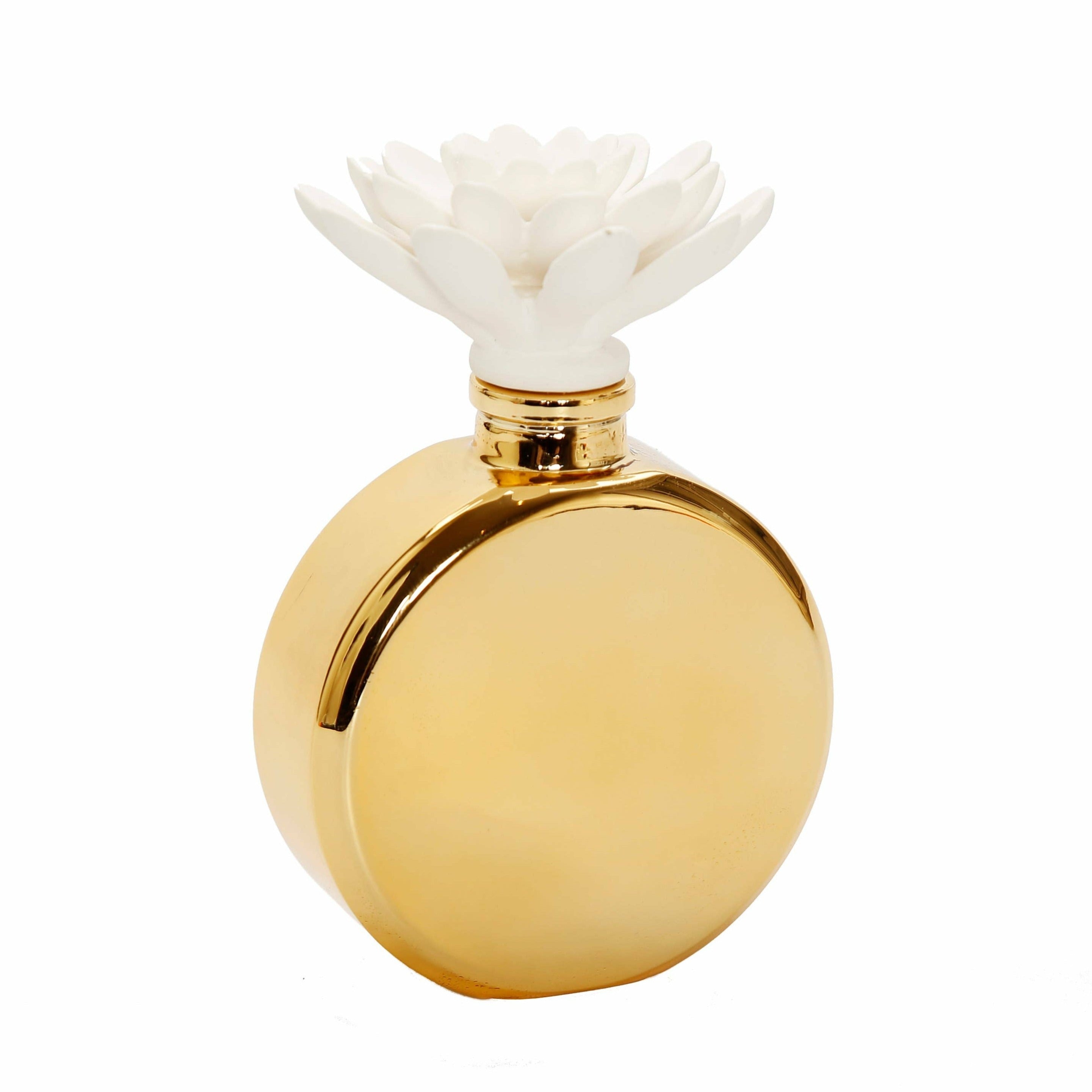 VIVIENCE Gold Bottle Diffuser with White Flower, "Iris & Rose" Scent