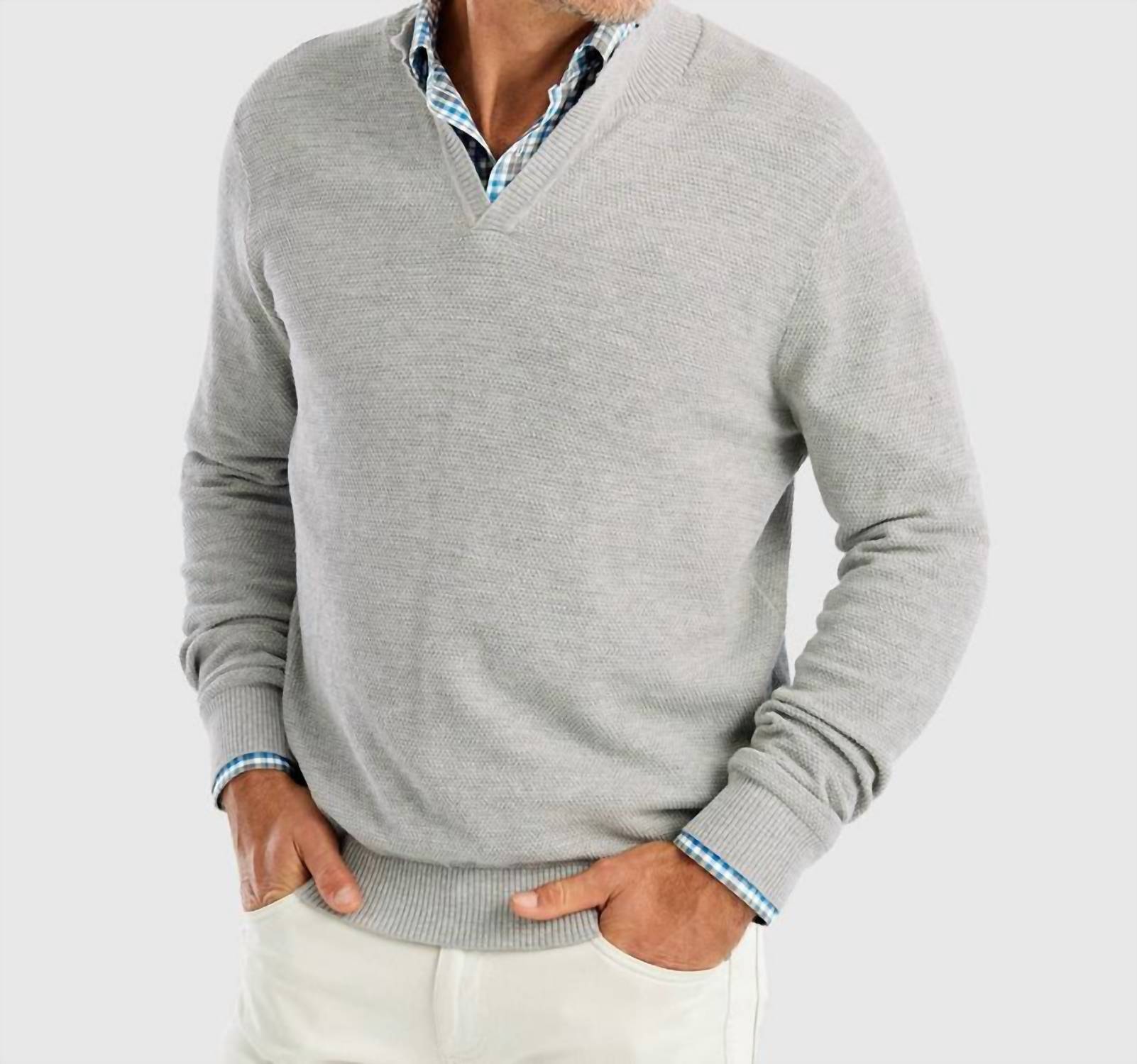 JOHNNIE-O Belmore Sweater in Light Gray