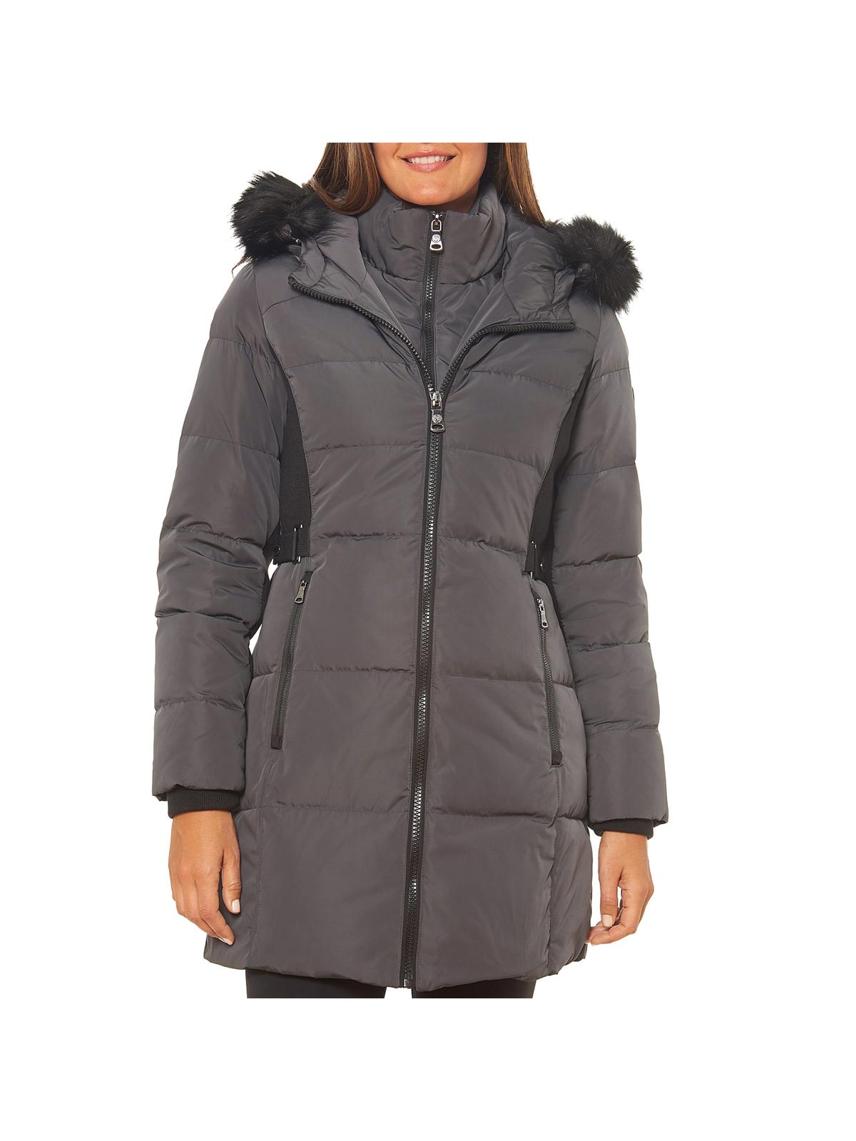 Shop Vince Camuto Womens Faux Fur Down Puffer Coat In Pink