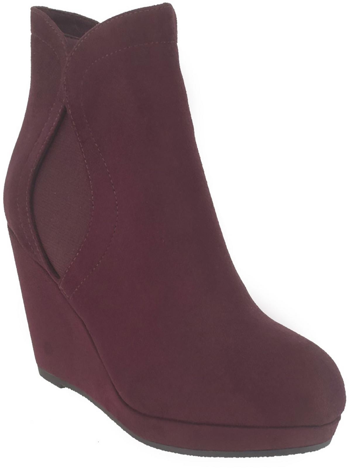 Shop Impo Tadich Womens Ankle Faux Suede Wedge Boots In Pink