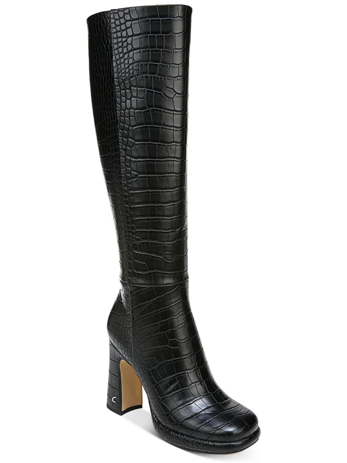 Shop Circus By Sam Edelman Freda Womens Faux Leather Embossed Knee-high Boots In Black