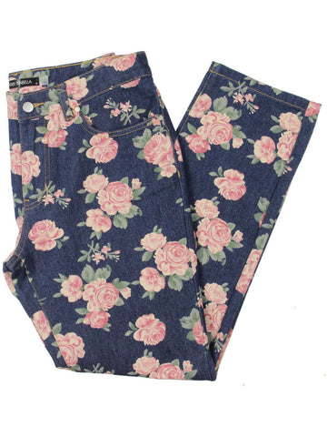 Gabby Isabella womens denim floral printed straight leg jeans