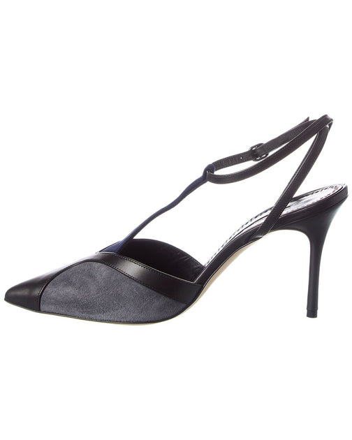 Manolo Blahnik Catillo 90 Leather & Suede Pump – Shop Premium Outlets