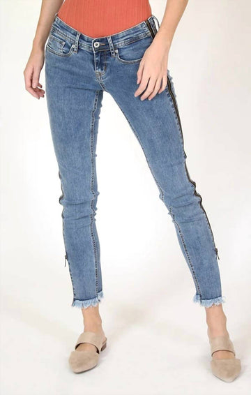 Grace In La zipper side junior skinny jean in medium wash