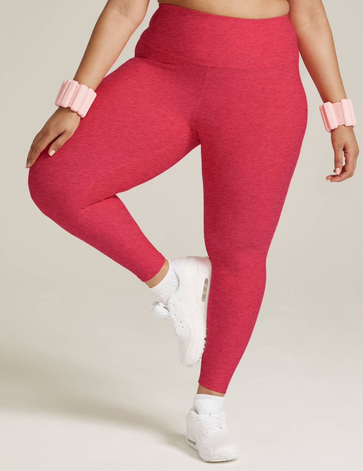 Shop Beyond Yoga Spacedye Caught In The Midi Legging In Fresh Coral Heather In Red