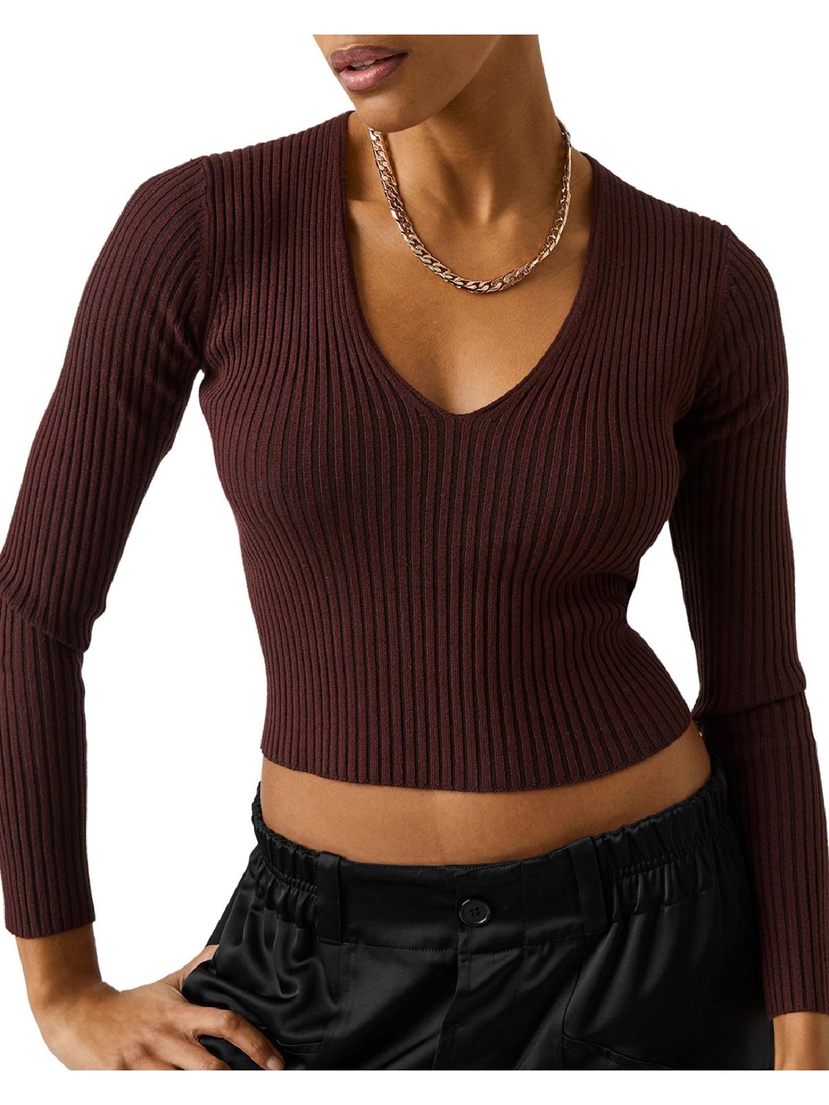 FRENCH CONNECTION Olina Womens Knit Long Sleeve V-Neck Sweater