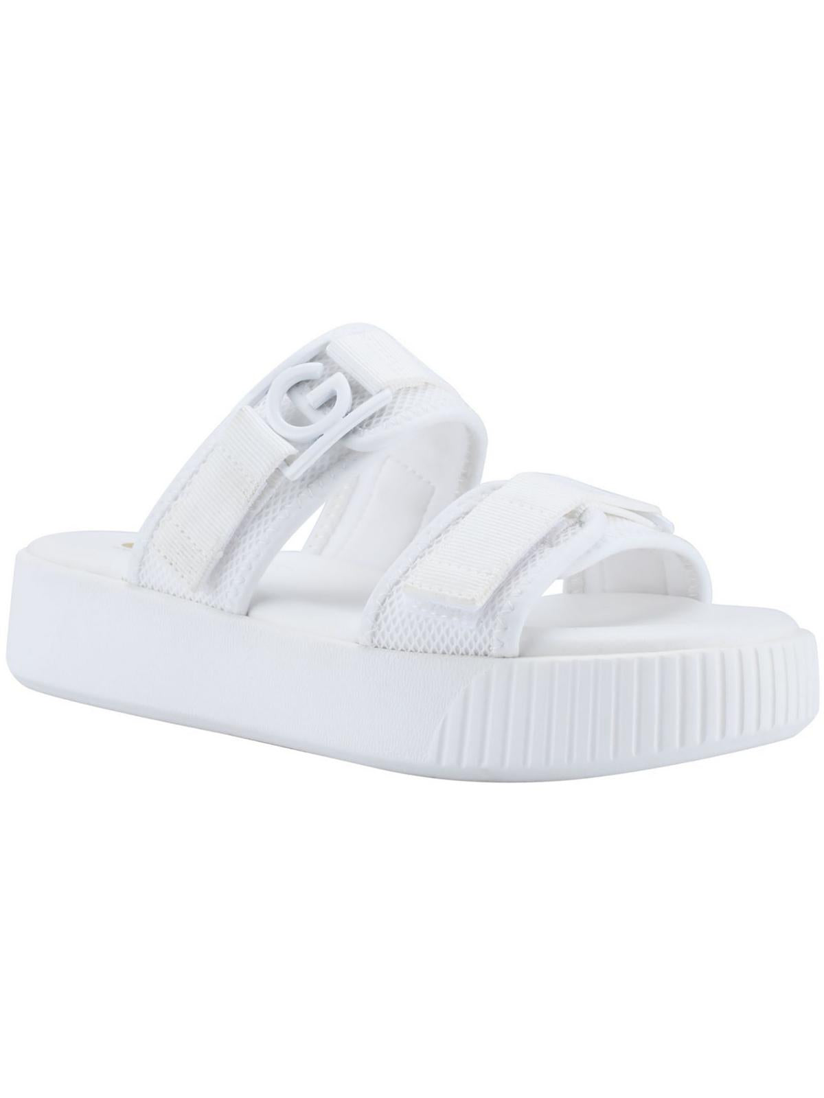 Shop Gbg Los Angeles Saedee Womens Strappy Logo Flatform Sandals In White