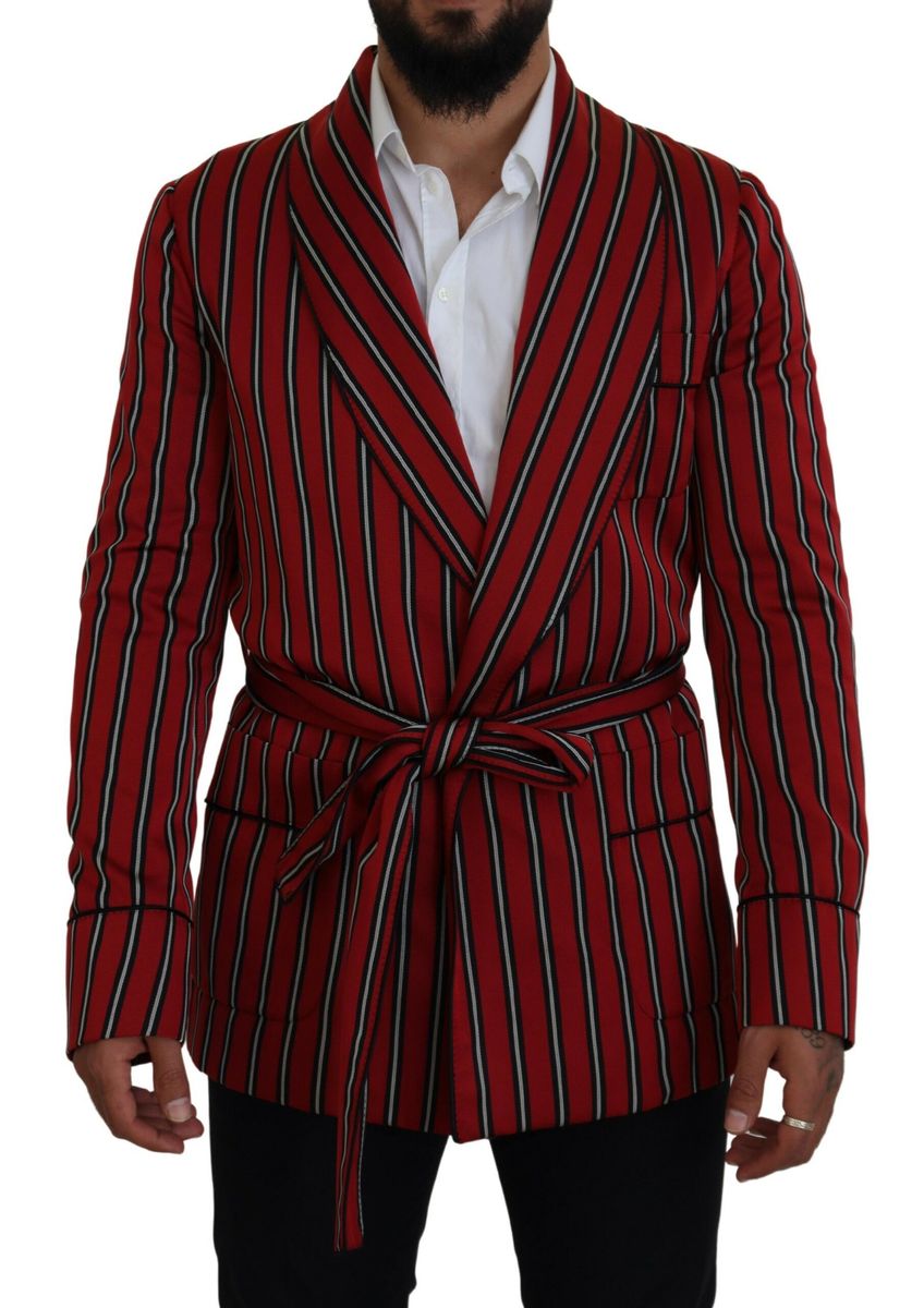 DOLCE & GABBANA Dolce & Gabbana  Striped Martini Printed Lining Men's Robe