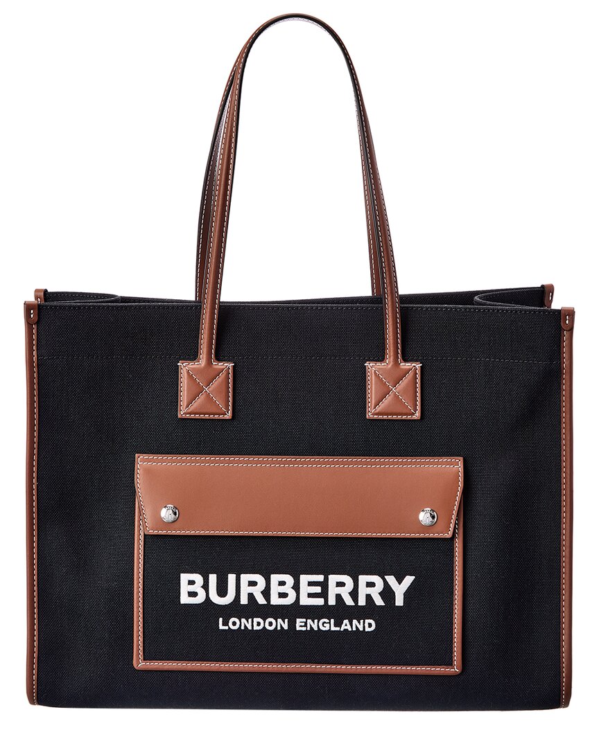 BURBERRY Burberry Freya Medium Canvas & Leather Tote