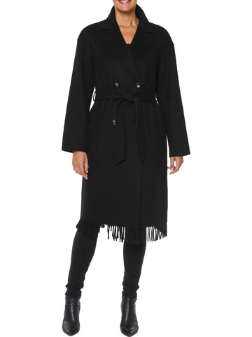 Vince Camuto womens fringe belted trench coat