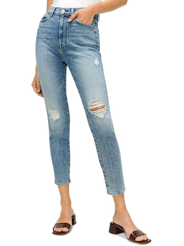 7 For All Mankind womens skinny light wash high-waist jeans