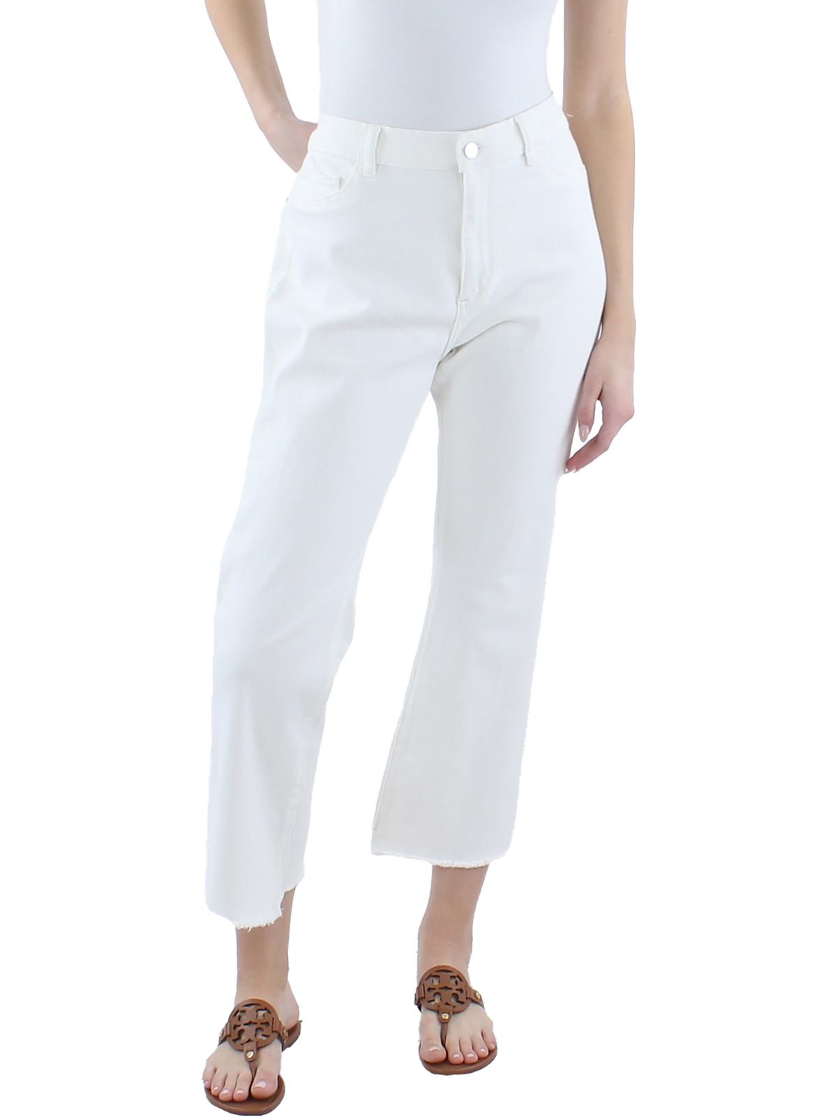 Shop Dl1961 Bridget Womens Frayed Hem Cropped Bootcut Jeans In White