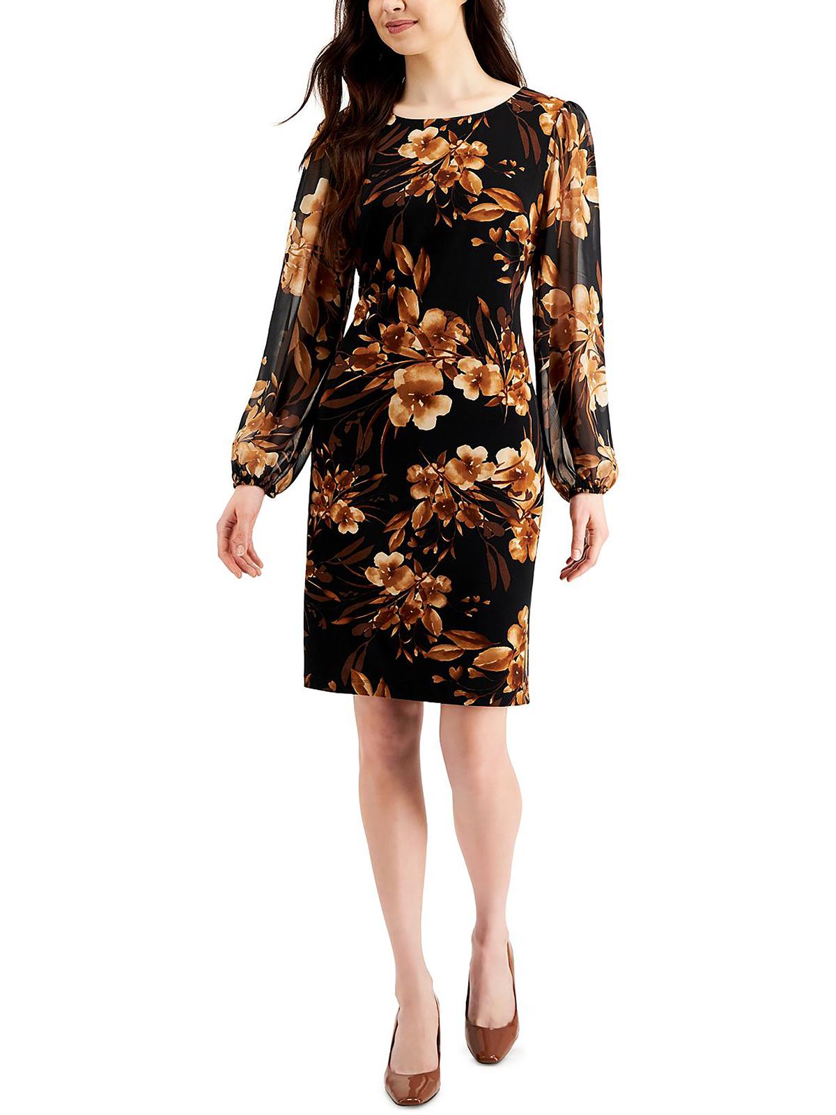 CONNECTED APPAREL Womens Matte Jersey Floral Shift Dress