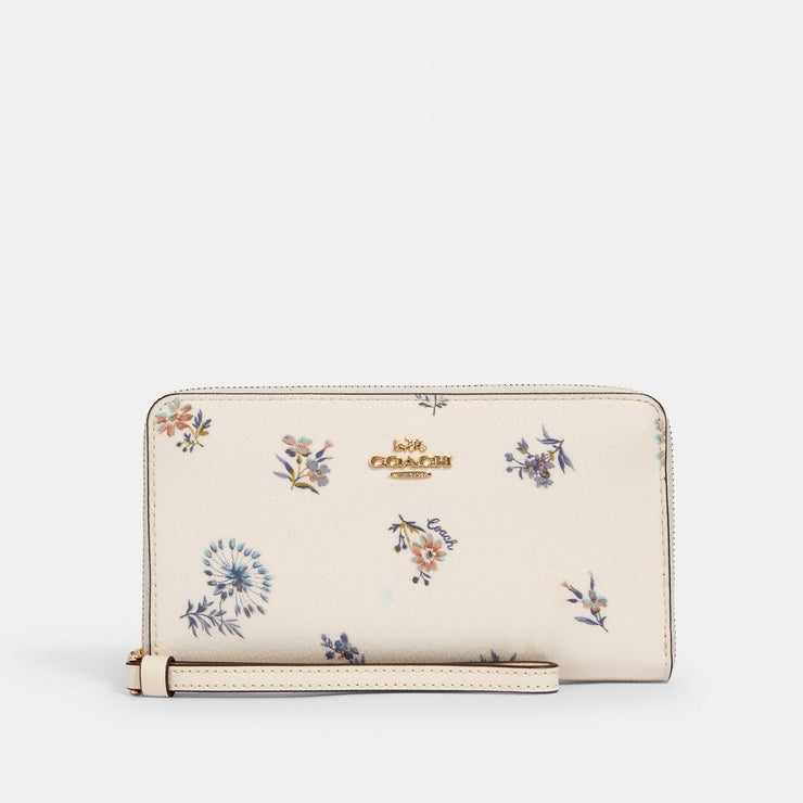 coach large phone wallet with dandelion floral print