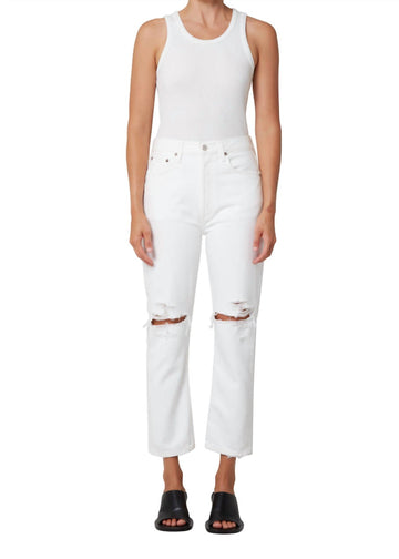 Agolde riley high rise straight crop jeans in slant