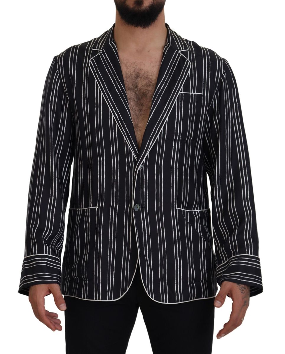 DOLCE & GABBANA Dolce & Gabbana  Striped Silk Pajama Shirt Men's Jacket