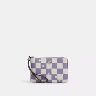 코치 COACH Outlet corner zip wristlet with checkerboard print