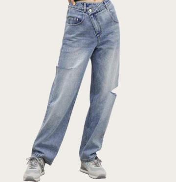 J.Ing criss cross cutout jeans in steel blue