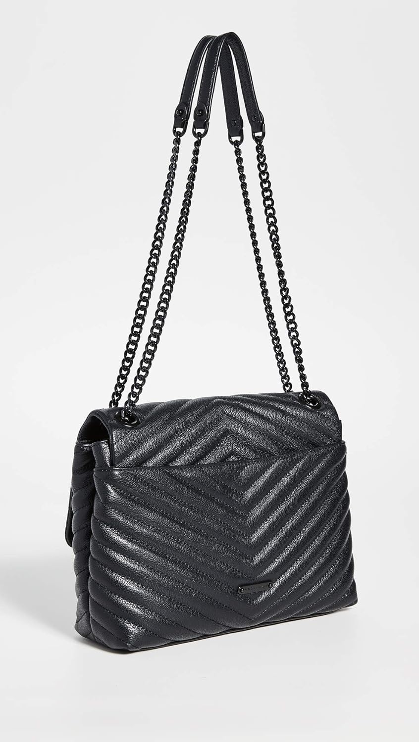 Shop Rebecca Minkoff Women Edie Quilted Flap Shoulder Leather Bag 001-black Os
