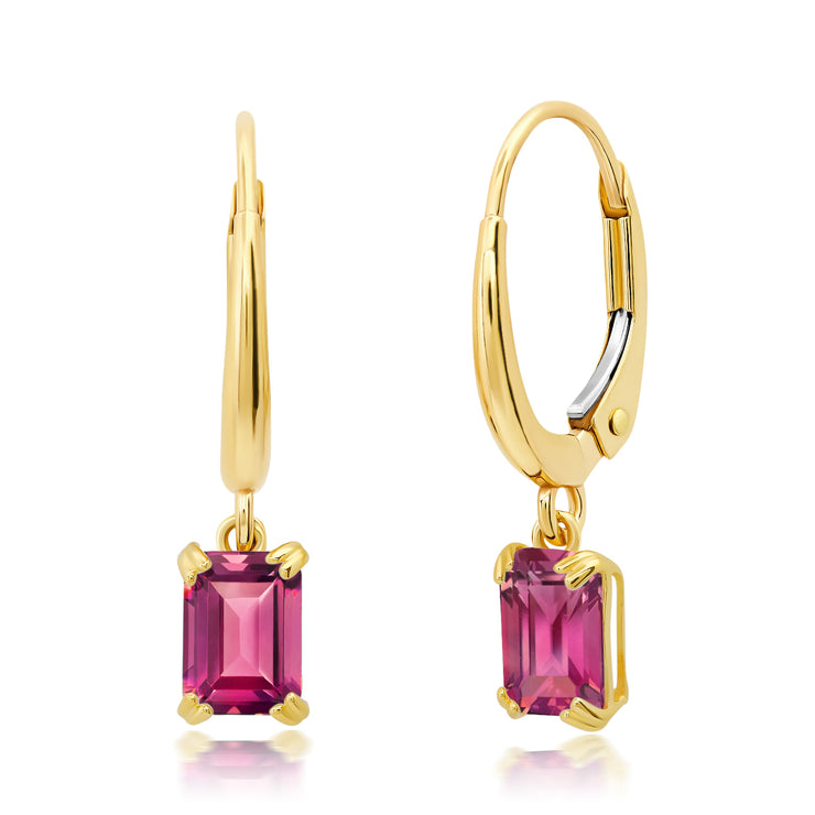 正規通販 Nicole Miller Fine Back for White with Ruby Created Women Dangle Gold  Jewelry 10k Lever with Cut 6x4mm Emerald Birthstones P＿並行輸入 Earrings July  レディースアクセサリー