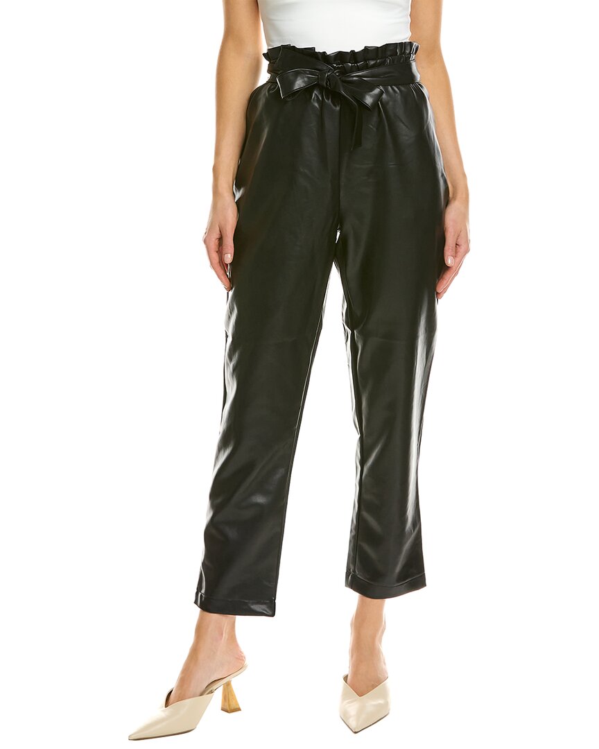 Bagatelle Pleated Belted Faux Leather Pants In Black | ModeSens