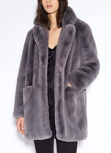 Apparis sophie faux fur coat in carbon