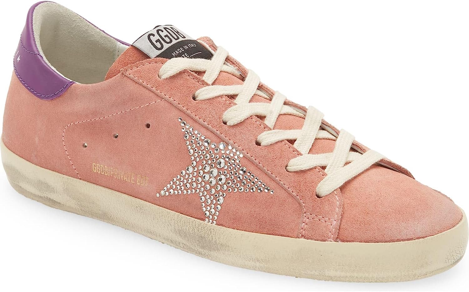 Shop Golden Goose Women Super Star Pink Suede Leather Sneakers Rubber Shoes