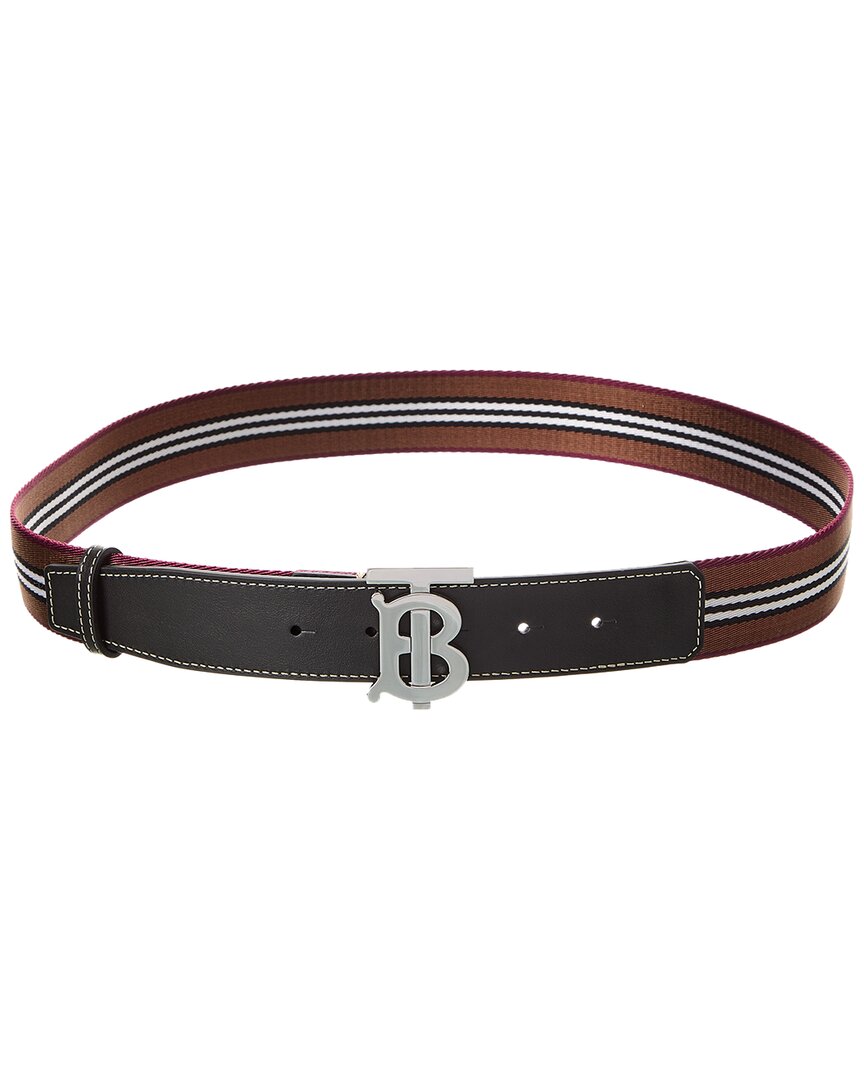 BURBERRY Burberry Icon Stripe Canvas & Leather Belt