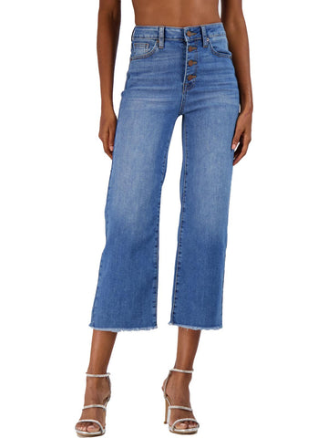 Just Black womens high rise crop wide leg jeans
