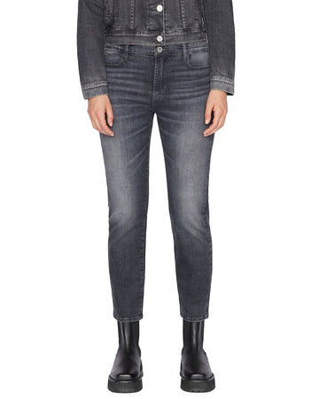 FRAME Denim le high straight black oak jean