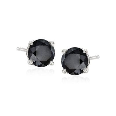 Ross-Simons Black Diamond Stud Earrings In Sterling Silver | Shop