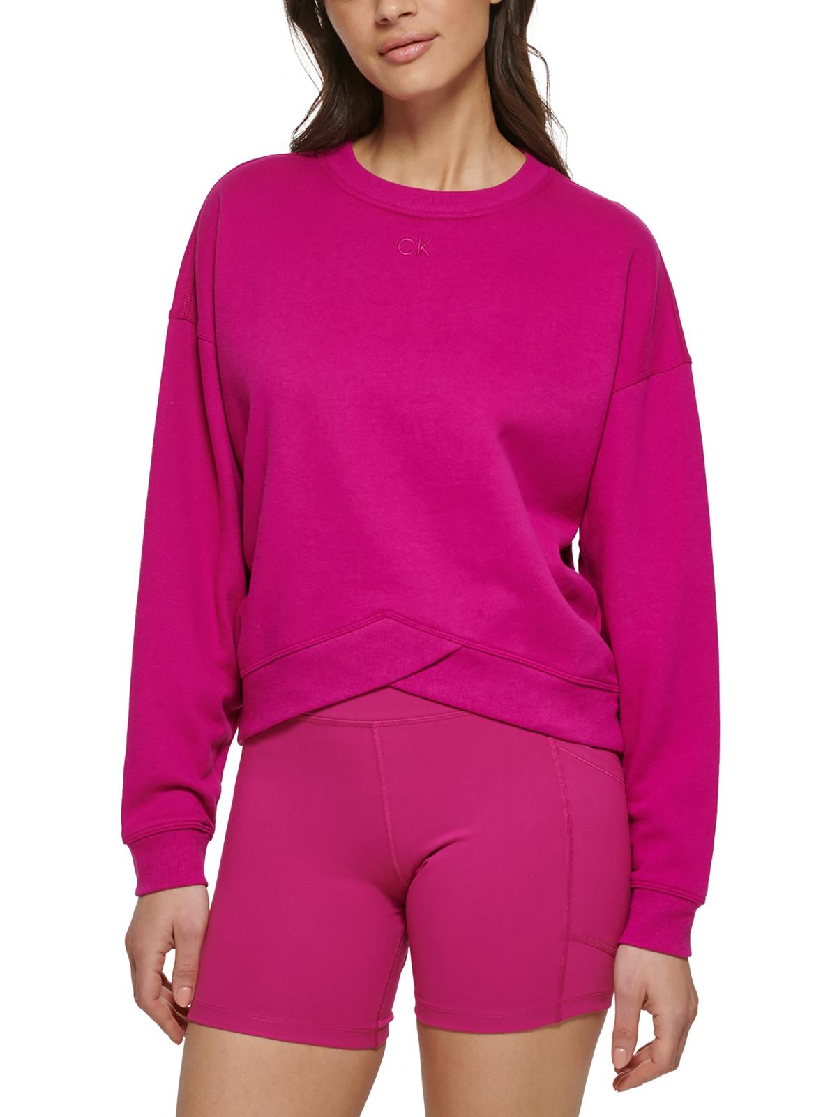 Shop Calvin Klein Performance Womens Fleece Cropped Sweatshirt In Pink